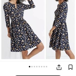 Madewell Silk Shirred Keyhole Dress In Petal Party Floral Print